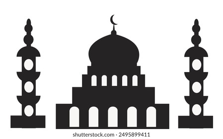 mosque. vector illustration. black style vector.