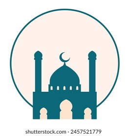 Vektorillustration einer Moschee in Blau und Rosa , Eid AL Adha Mubarak ; das bedeutet fröhliches muslimisches Ereignis