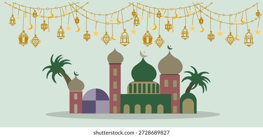 Moschee-Vektorgrafik mit sauberem und modernem islamischem Design. geeignet für Radan, Eid, religiöse Veranstaltungen, islamische Bildung, Grußkarten, Plakate, Banner und digitale oder Print-Design-Projekte.