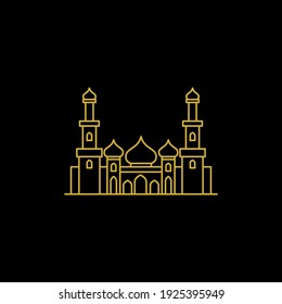 ilustración de vector de mezquita. símbolo islámico de la mezquita para el cartel de Ramadan Kareem. edificio moderno de la mezquita. estilo de arte de línea