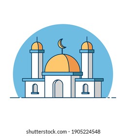 Mosque vector illustration. Moslem building icon conceptual design idea isolated on white background. 