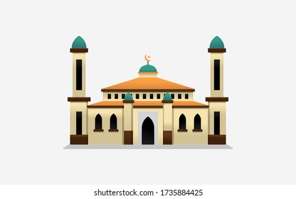 Mosque vector illustration on white background. Islamic building for muslim.