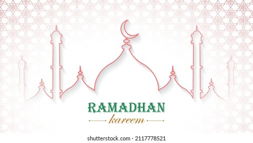 Mosque vector illustration for ramadan banner with floral pattern