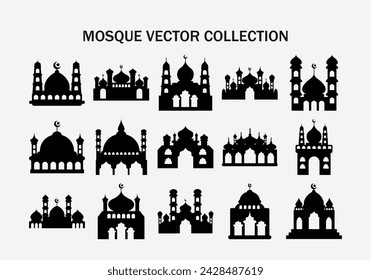 Moschee Vektor Illustration Set Silhouette