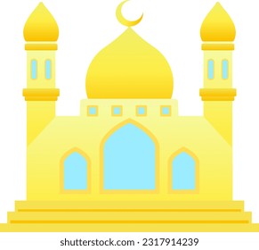 Mosque vector illustration. Shiny mosque icon for sign and symbol of muslim worship place. Mosque gradient icon of islam religion and muslim faith. Place of muslim to pray