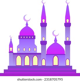 Mosque vector illustration. Shiny mosque icon for sign and symbol of muslim worship place. Mosque gradient icon of islam religion and muslim faith. Place of muslim to pray