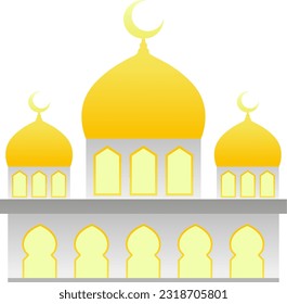 Ilustración vectorial de mezquita. Icono brillante de la mezquita para el signo y símbolo del lugar de culto musulmán. Icono de gradiente de mezquita de religión islámica y fe musulmana. Lugar de los musulmanes para rezar