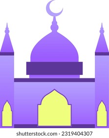 Moschee Vektorgrafik. Eine glänzende Moschee-Ikone für Zeichen und Symbol des muslimischen Gotteshauses. Moschee Gradienten Symbol der islamischen Religion und muslimischen Glauben. Ort des Molim zum Beten