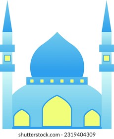 Ilustración vectorial de mezquita. Icono brillante de la mezquita para el signo y símbolo del lugar de culto musulmán. Icono de gradiente de mezquita de religión islámica y fe musulmana. Lugar de los musulmanes para rezar