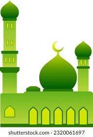 Mosque vector illustration. Shiny mosque icon for sign and symbol of muslim worship place. Mosque gradient icon of islam religion and muslim faith. Place of muslim to pray