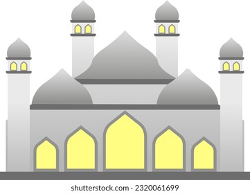 Mosque vector illustration. Shiny mosque icon for sign and symbol of muslim worship place. Mosque gradient icon of islam religion and muslim faith. Place of muslim to pray