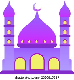 Mosque vector illustration. Shiny mosque icon for sign and symbol of muslim worship place. Mosque gradient icon of islam religion and muslim faith. Place of muslim to pray