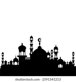 mosque vector illustration silhouette design in the form of a mosque logo icon in black and white 02