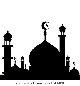 mosque vector illustration silhouette design in the form of a mosque logo icon in black and white 03