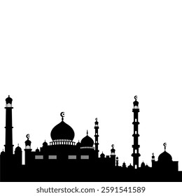 mosque vector illustration silhouette design in the form of a mosque logo icon in black and white 04