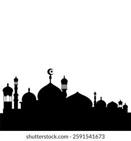 mosque vector illustration silhouette design in the form of a mosque logo icon in black and white 05