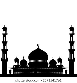 mosque vector illustration silhouette design in the form of a mosque logo icon in black and white 06