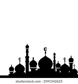mosque vector illustration silhouette design in the form of a mosque logo icon in black and white 012