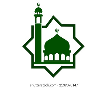 Mosque Vector Islamic Frame Green Background Stock Vector (Royalty Free ...