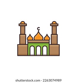 Ilustración del icono del logotipo del vector de mezquita. 