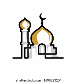 Mosque Vector Logo, Single Line Logo Design