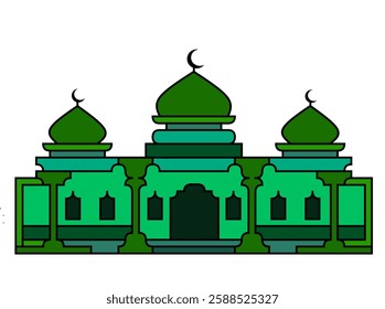 Mosque Vector with a mix of green colors, mosque vector design with isolated background. Mosque clip art design. mosque vector design designed with infinite design android application