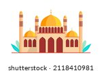 mosque vector muslim arab isolated flat cartoon illustration 