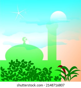 Mosque vector picture for any Islamic card and greeting like Ramadan and Eid Al-Fitr