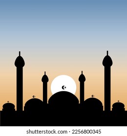 Mosque vector picture for any Islamic card and greeting like Ramadan and Eid Al-Fitr