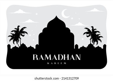 Mezquita. Vector de mezquita. Ramadan Mubarak. Felices fiestas islámicas. Ilustración del vector de fondo de las vacaciones islámicas 