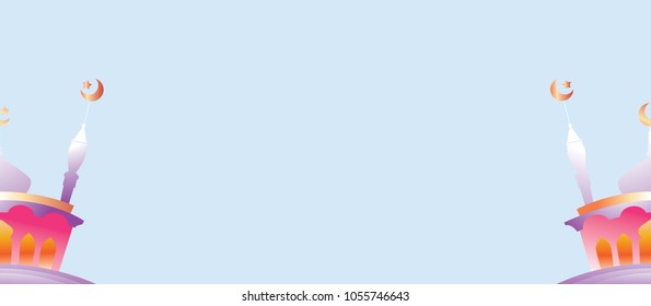 mosque vector set as blank frame for text on white background and copy space, islamic background