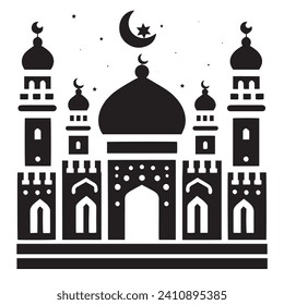 Silueta vectorial de mezquita en ramadan kareem