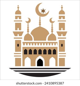 Mosque vector silhouette in ramadan kareem