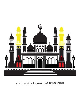 Mosque vector silhouette in ramadan kareem