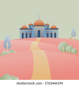 mosque view illustration with soft color