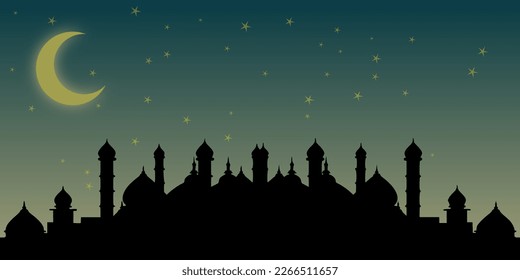 mosque wallpaper at night with a sprinkling of the moon and stars