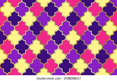 Mosque Window Pattern. 1001 Night Arabesque. Persian Mubarak Mosaic. Traditional Muslim Lantern Background. Moroccan Seamless Pattern. Ramadan Kareem Elegant Design. Tender Moroccan Seamless Pattern.