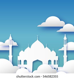Mosque Window Ramadan Kareem Greeting card with cloud