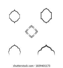 Mosque window set. Vector icon design template.