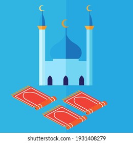 Mosque yard prayer mat  icon conceptual design illustration vector