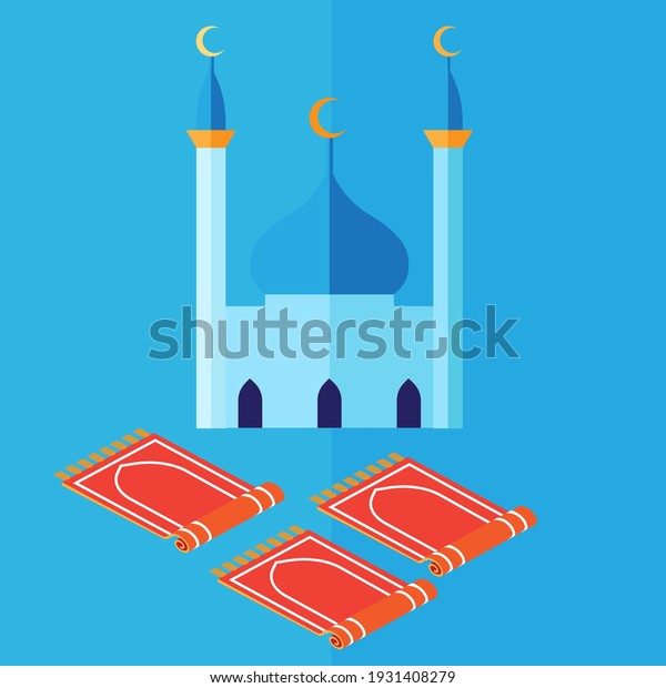 Mosque yard prayer mat  icon conceptual design\
illustration vector
