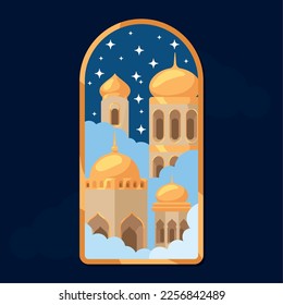 mosques in clouds frame scene