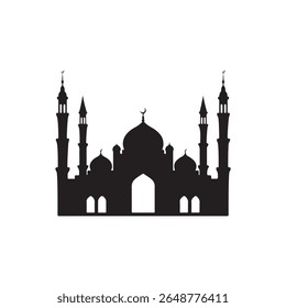 Mosques silhouette vector flat illustration on white background.