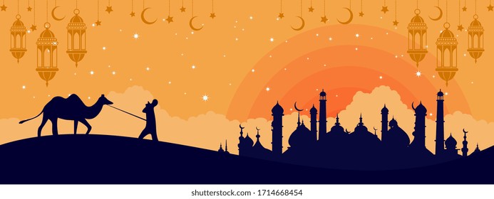 Mosques silhouettes. Ramadan kareem background.v.26.4.20