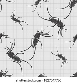 Mosquito Animal Seamless Vector Pattern Design Background