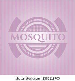 Mosquito badge with pink background. Vector Illustration. Detailed.