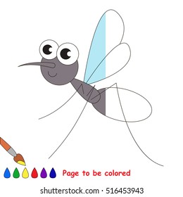 Mosquito to be colored, to educate preschool with easy kid educational gaming and primary education of simple game level.