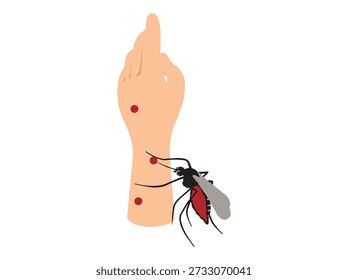 Picada de mosquito na pele da mão
