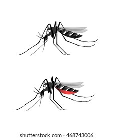 Mosquito bite on white background vector design.