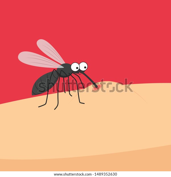 Mosquito bites. mosquito cartoon. wallpaper. free
space for text. copy
space.